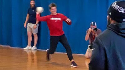 Drake Maye playing dodgeball