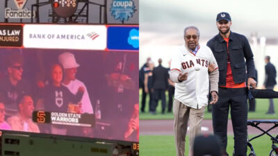 Canon Curry takes over during MLB game with father Stephen Curry