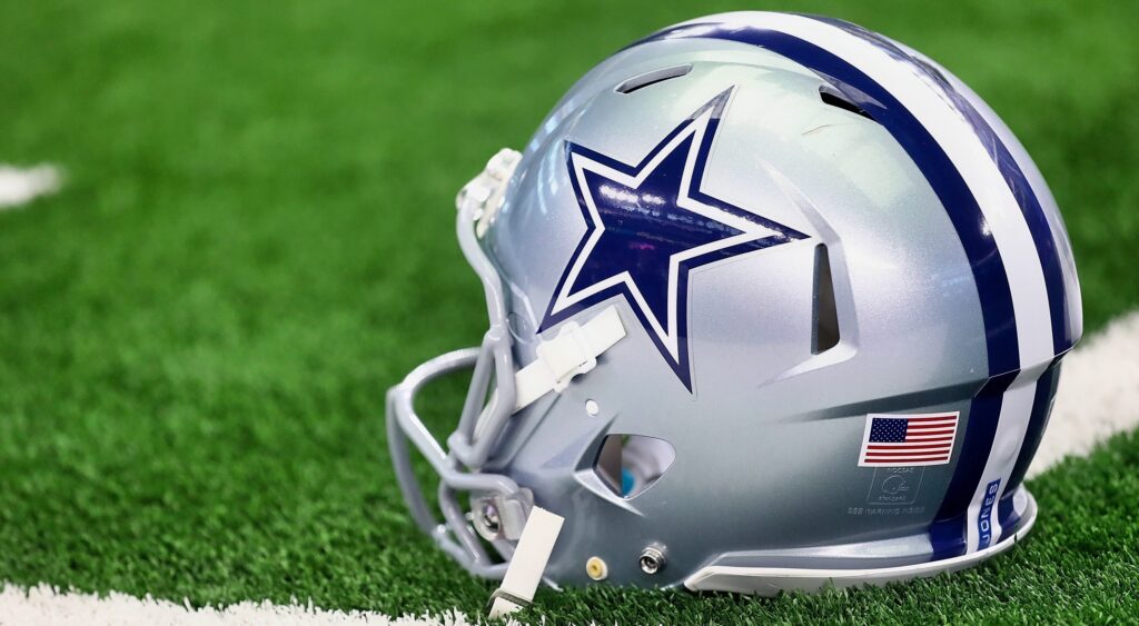Dallas Cowboys helmet on field