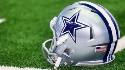 Dallas Cowboys helmet on field