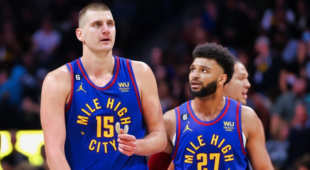 Nikola Jokic and Jamal Murray on the court together.