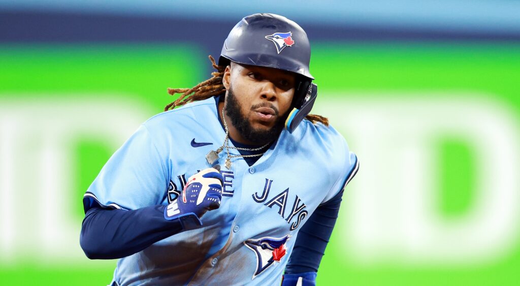 Vladimir Guerrero Jr. of Toronto Blue Jays running a base.