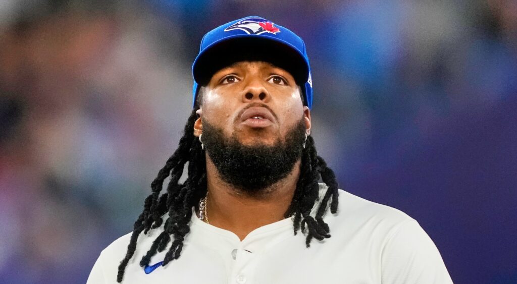 Vladimir Guerrero Jr. of Toronto Blue Jays looking on.