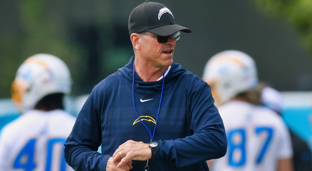 Jim Harbaugh in Chargers gear