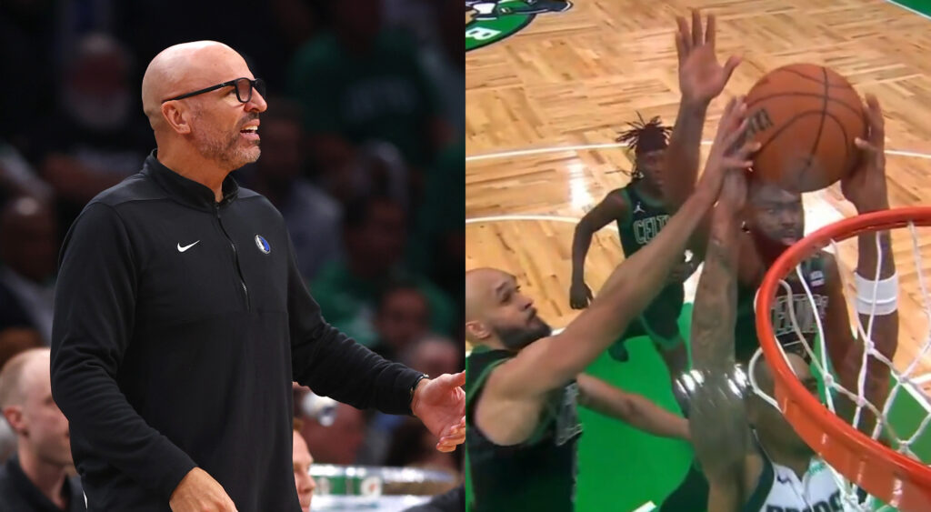 Jason Kidd reacts to foul