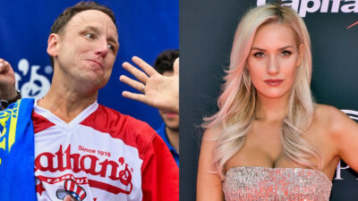 Photos of Joey Chestnut and Paige Spiranac