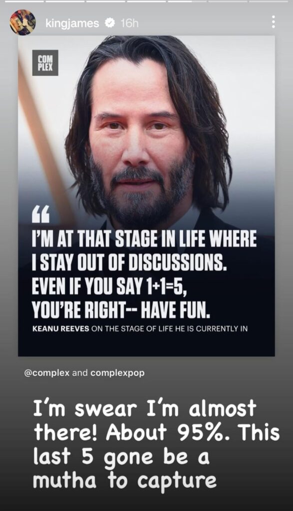 LeBron James reacts to Keanu Reeves quote