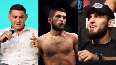 Dustin Poirier, Khabib Nurmagomedov and Islam Makhachev