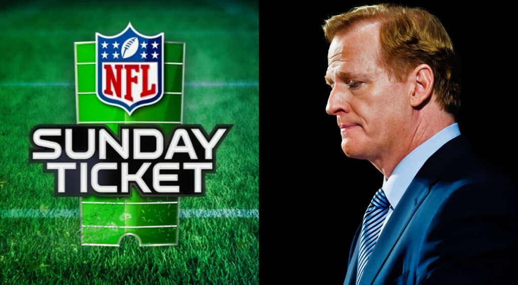 NFL Sunday Ticket signage and Roger Goodell