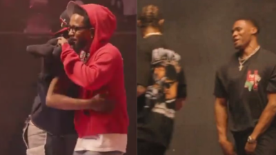 Russell Westbrook and DeMar DeRozan joins Kendrick Lamar on stage