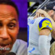 Stephen A. Smith speaking (left), Mathew and Kelly Stafford embracing (right)