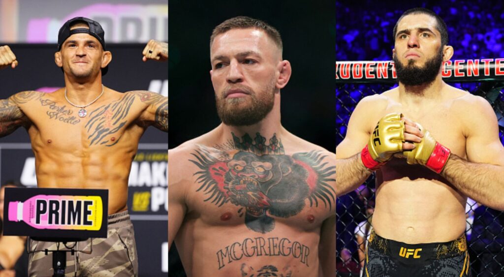 Dustin Poirier, Conor McGregor, and Islam Makhachev 