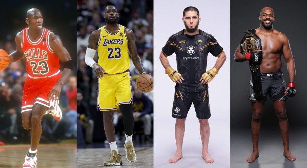 Michael Jordan, LeBron James, Islam Makhachev, and Jon Jones