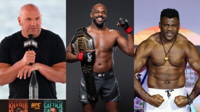 Dana White, Jon Jones, and Francis Ngannou