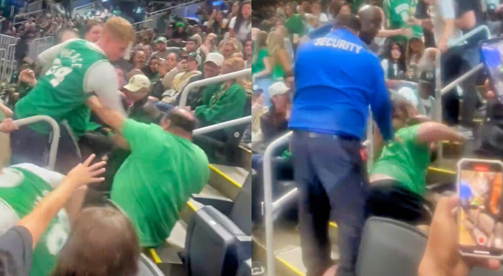 Two Celtics fans engaged in fight during Game 4