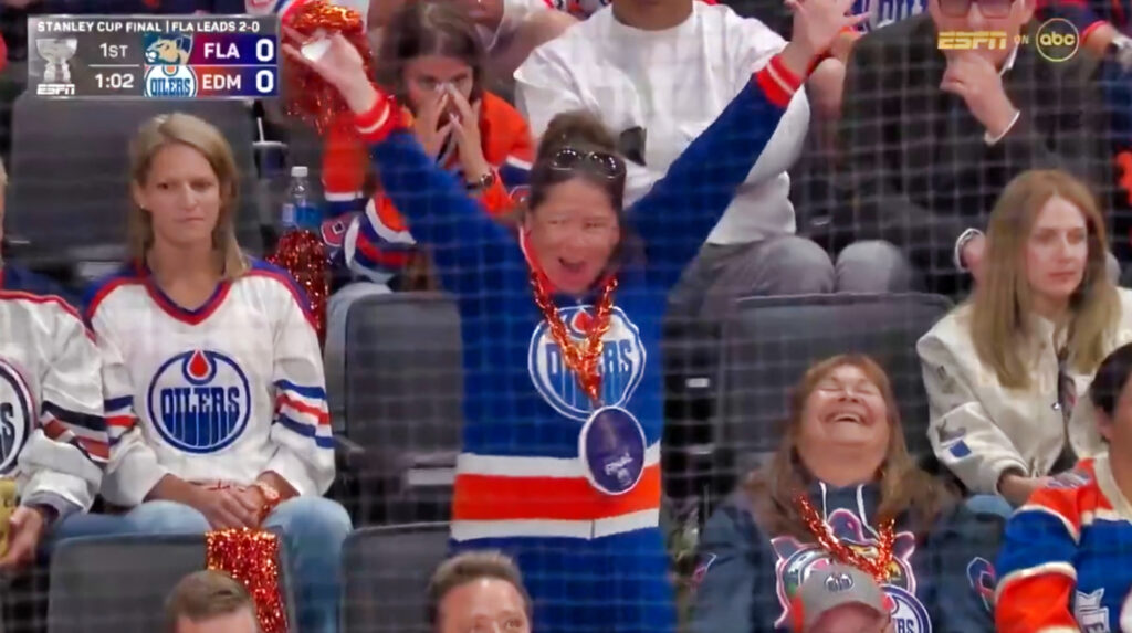 Edmonton Oilers cheering in stands