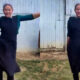 Amish Woman recreating Dallas Cowboys' dance routine