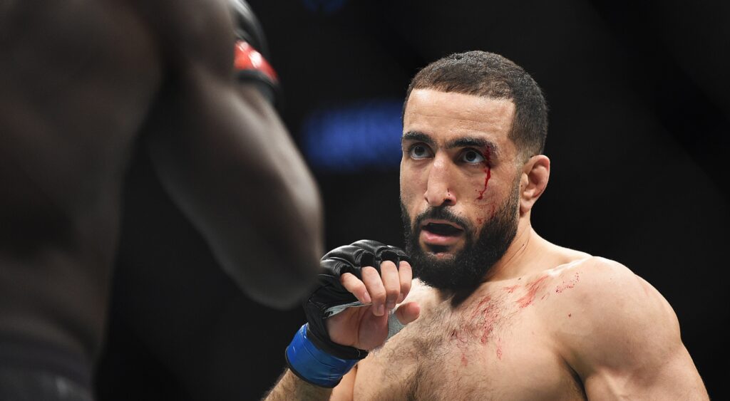 Belal Muhammad bleeding in a fight