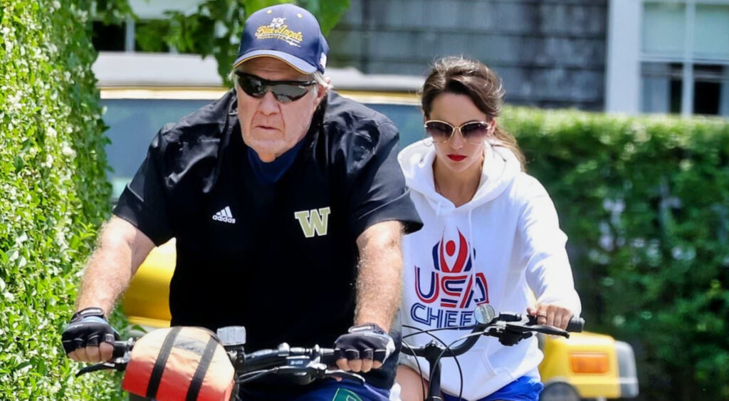 Bill Belichick and Jordon Hudson riding