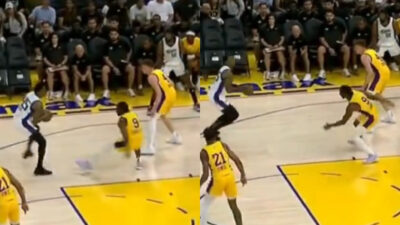 Bronny James suffers embarrasing moment