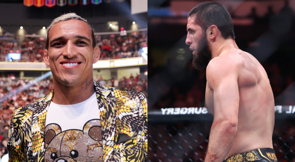 Charles Oliveira prays for Islam Makhachev's recovery