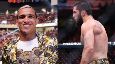 Charles Oliveira prays for Islam Makhachev's recovery