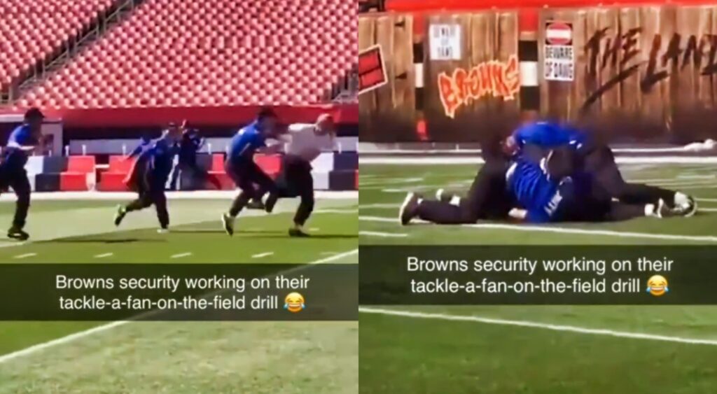 Cleveland Browns security chasing a guy 