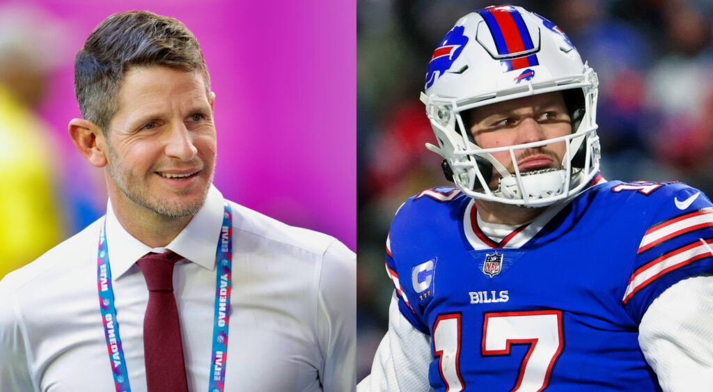 Dan Orlovsky smiling (left) and Josh Allen in Bills uniform (right)