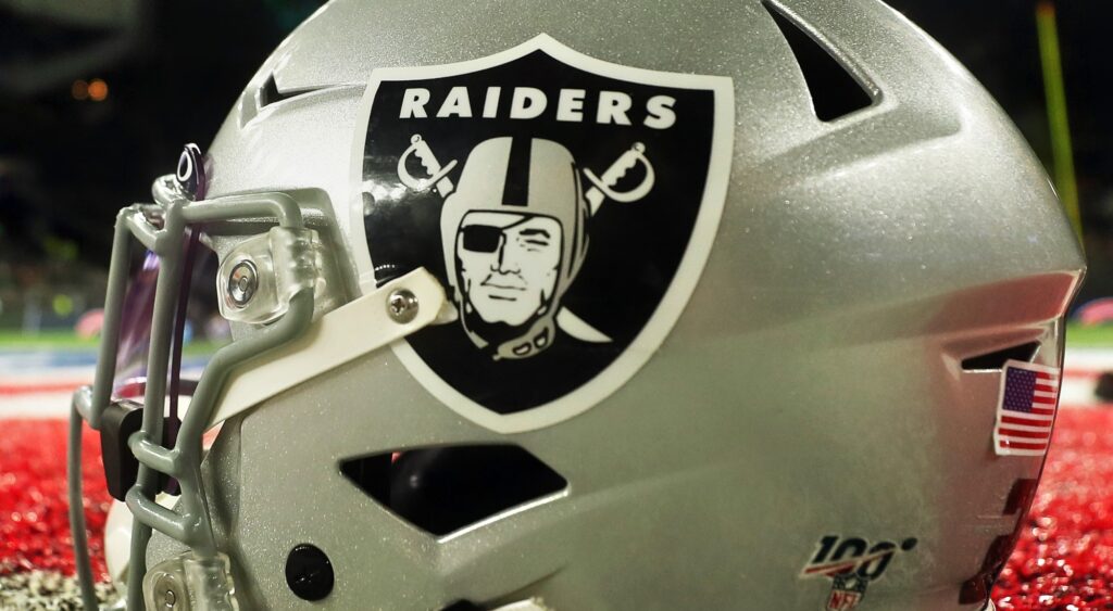 Las Vegas Raiders helmet that Michael Gallup wore 