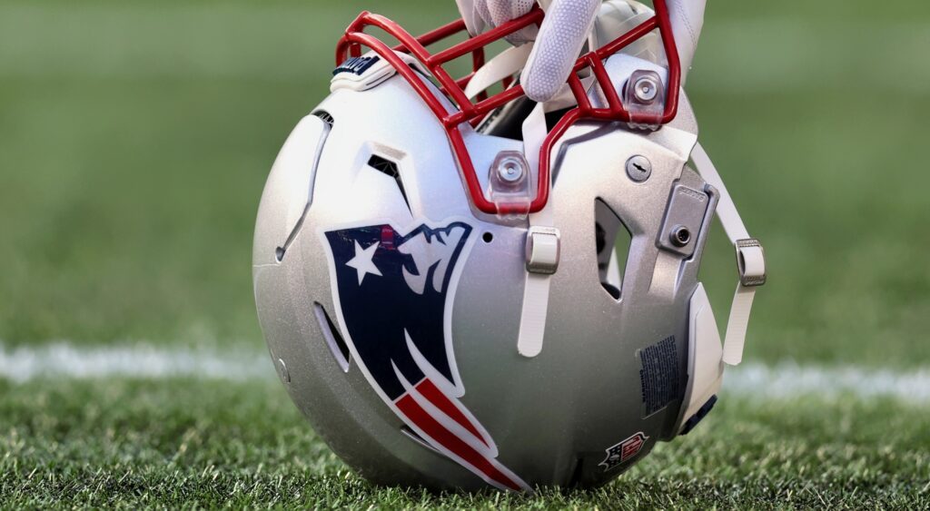 Patriots helmet on ground