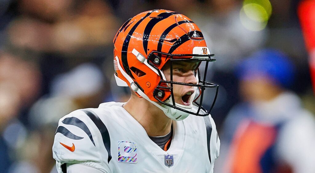 Joe Burrow of Cincinnati Bengals looking on.