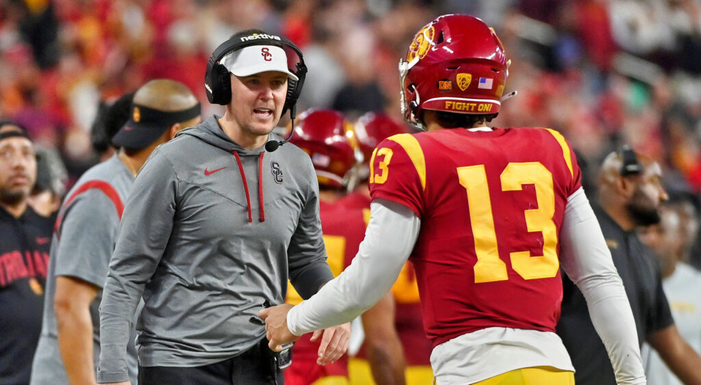 Lincoln Riley in USC gear