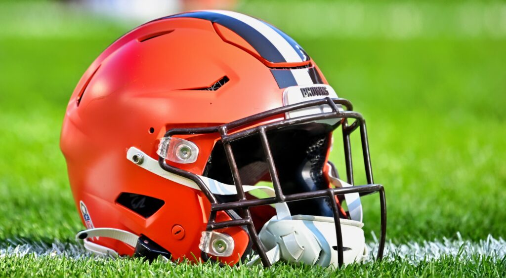 Cleveland Browns helmet on ground
