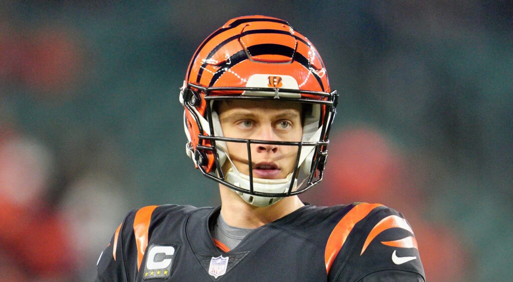 Joe Burrow of Cincinnati Bengals looking on.