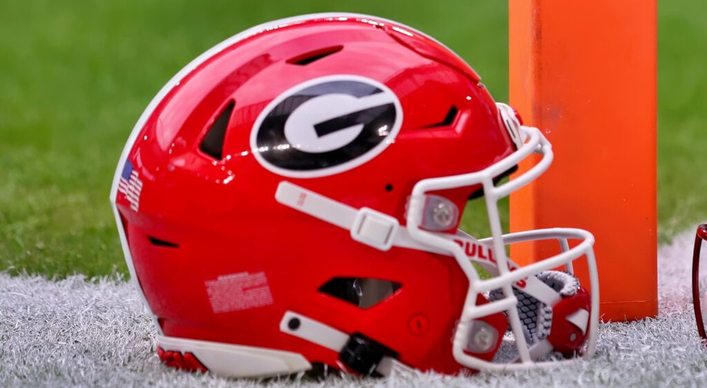 Georgia Bulldogs helmet on field