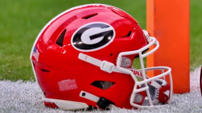 Georgia Bulldogs helmet on field