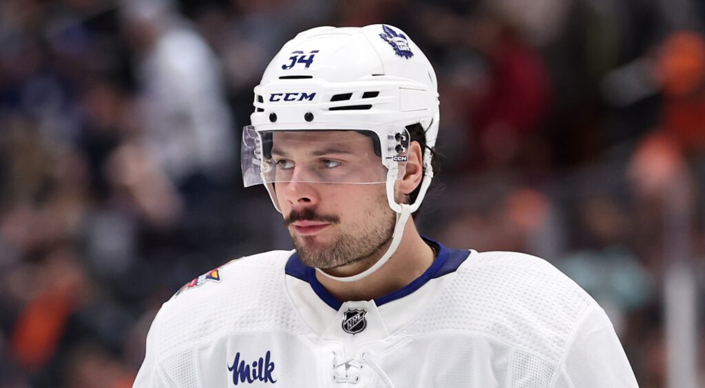 Auston Matthews of Toronto Maple Leafs looking on.