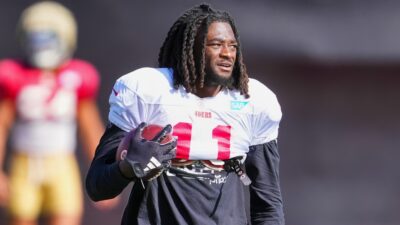 Brandon Aiyuk in practice uniform