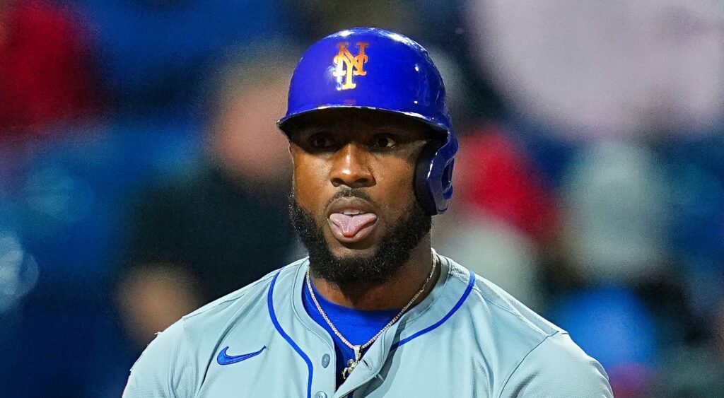 Starling Marte of New York Mets looking on.