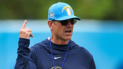 Jim Harbaugh in Chargers gear