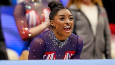 Simone Biles in leotard