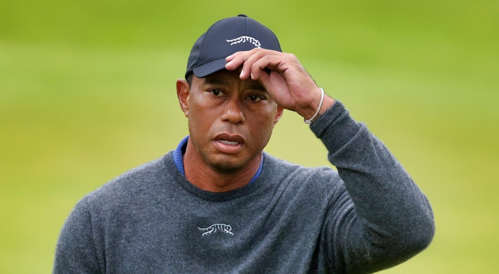 Tiger Woods looking on at The Open.