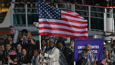 LeBron James Becomes The First Male Basketball Player In History To Bear The USA Flag At The Olympic Opening Ceremony