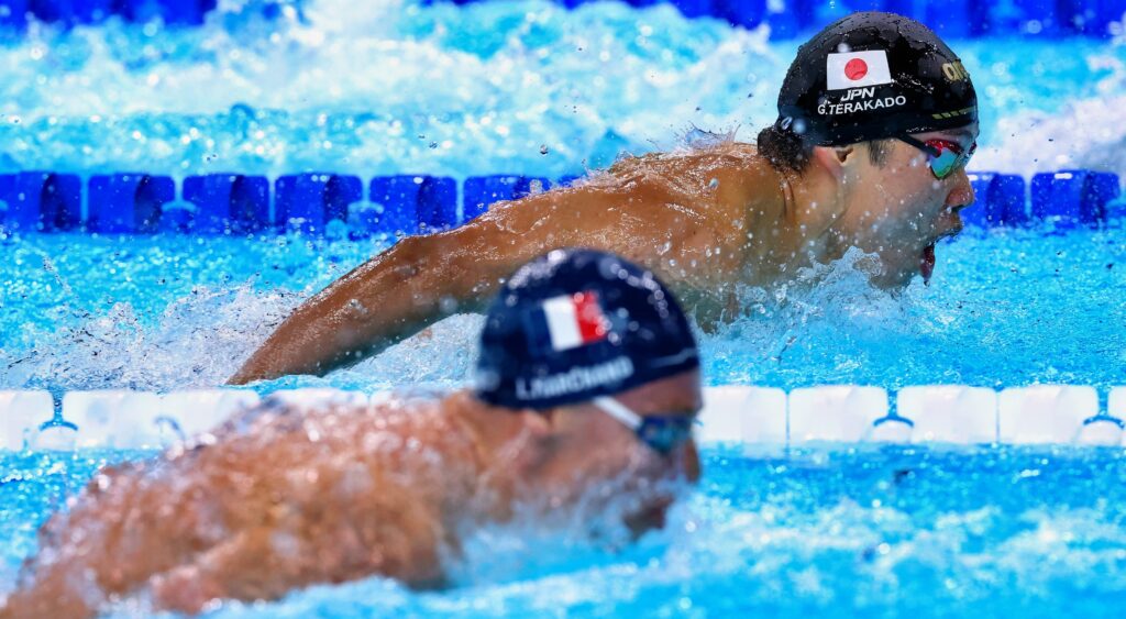 Paris Olympics swimmers in water