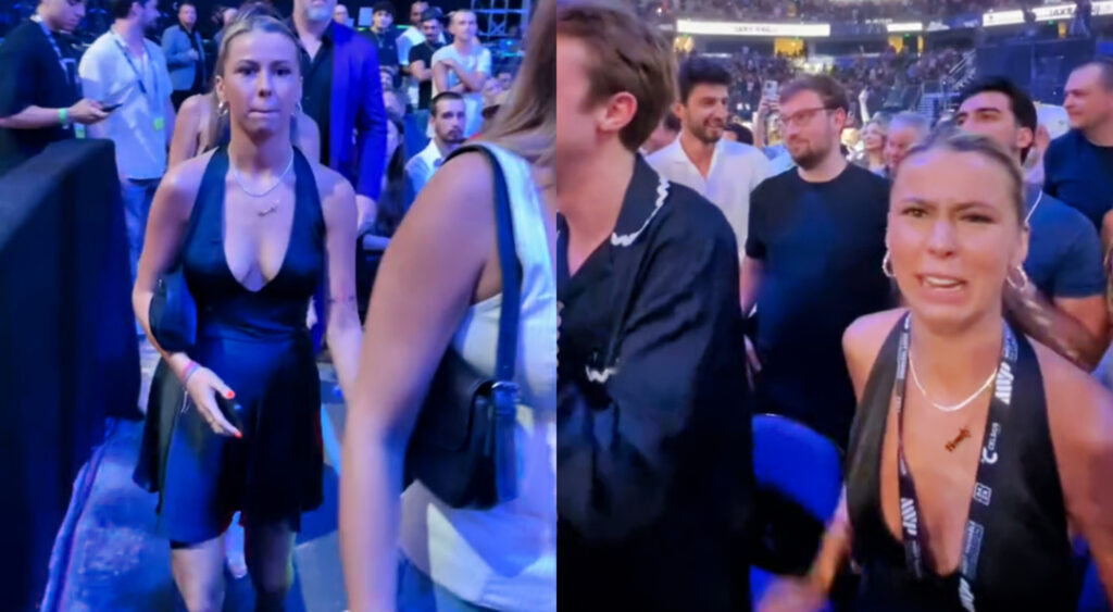 Photos of The "Hawk Tuah" Girl at Jake Paul fight