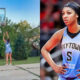 Hoop Like Angel Reese Meme (left), Angel Reese with her hands on her waist (right)
