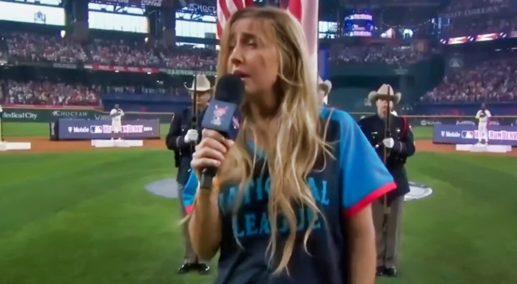 Ingrid Andress doing the Anthem at Home Run Derby