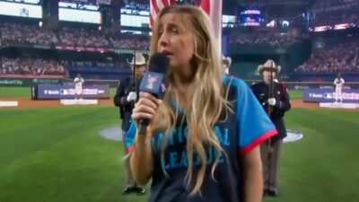 Ingrid Andress doing the Anthem at Home Run Derby