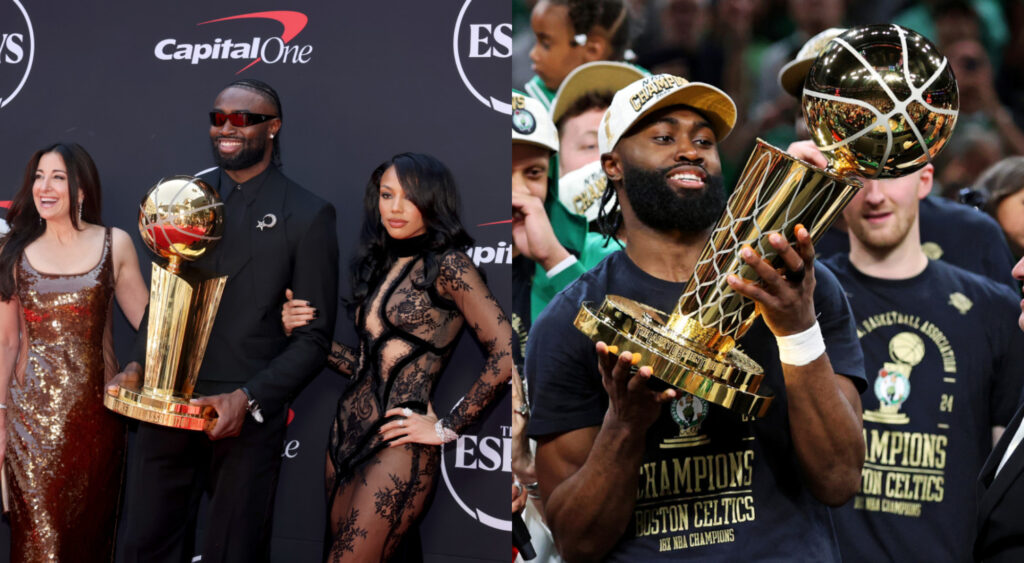 Jaylen Brown Flaunts NBA Championship Trophy