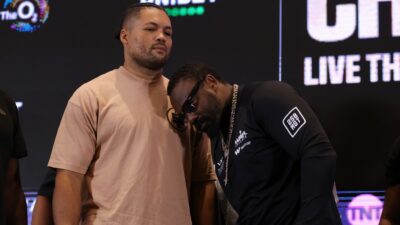 Joe Joyce and Derek Chisora face off